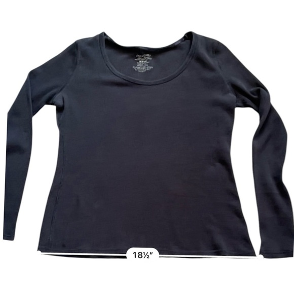 Faden Glory minimalist casual black shirt top Medium waffle pattern scoop neck - Picture 6 of 11